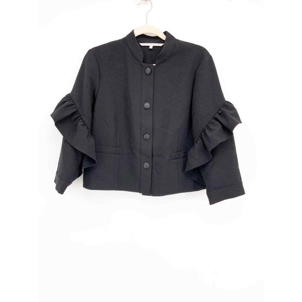 RACHEL Rachel Roy Black Ruffle Sleeve Button Down Jacket Rachel Roy Size 1X